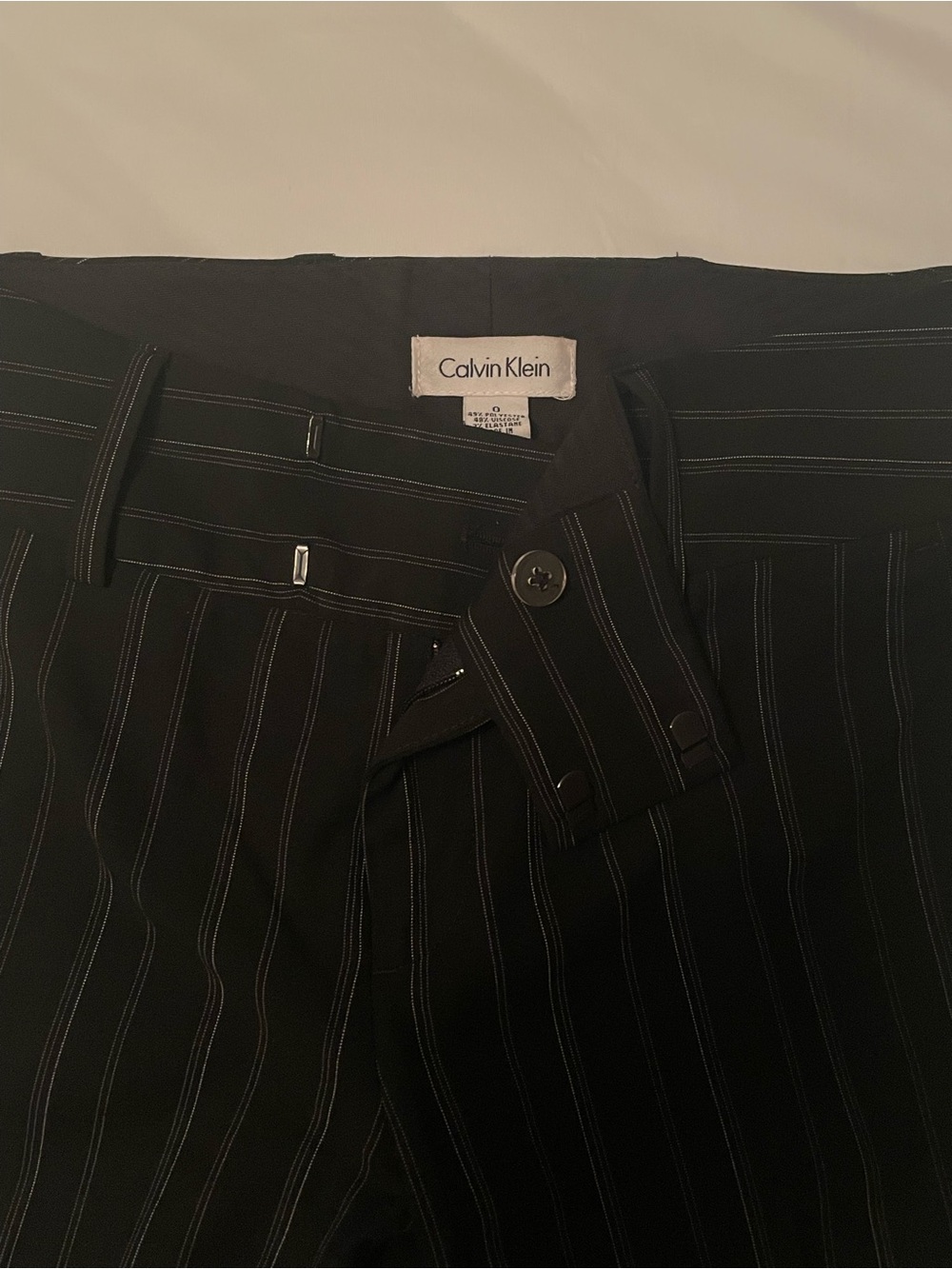 Calvin Klein Black Pinstripe Dress Pants - Size 0 - Picture 7 of 8